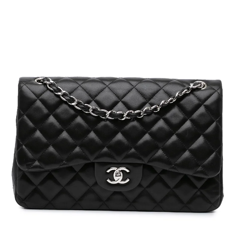 Seasonal Trends Black Chanel Jumbo Classic Lambskin Double Flap Shoulder Bag Classic Bags, Exclusive Deals