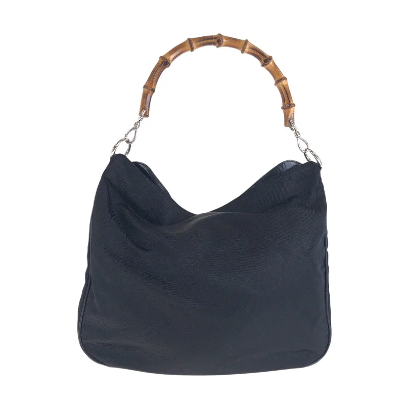 Compact Bags For Minimalist Travelers Gucci Bamboo Nylon Shoulder Bag Black Unmissable Deals On Everyday Handbags