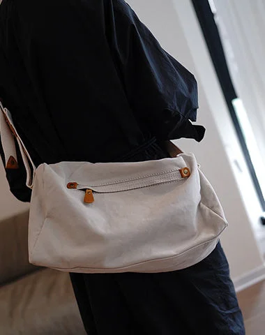 Snag Fabulous Fashion Bargains Large White Canvas Boston Shoulder Bag Women Travel Canvas Crossbody Bag for Women Luxury Totes, Affordable Prices