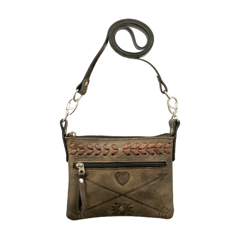 Friendship Arrows Trail Rider Crossbody/Wallet Bag - Distressed Charcoal Brown