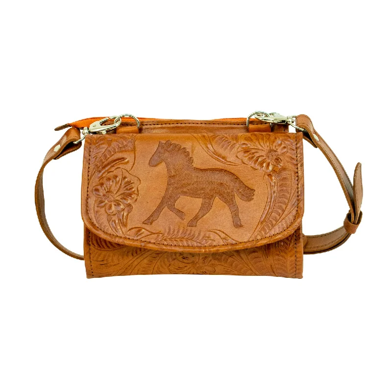 Hitchin' Post Texas Two Step Small Crossbody Bag/Wallet  - Natural Tan