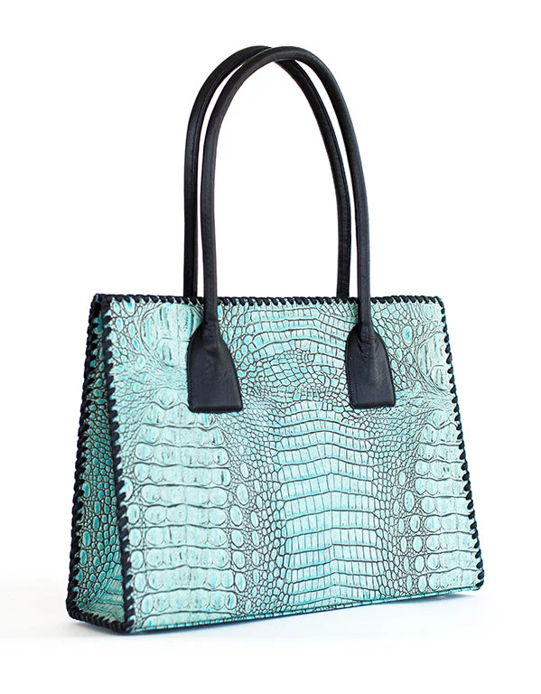 Juan Antonio Hornback Turquoise Leather Tote