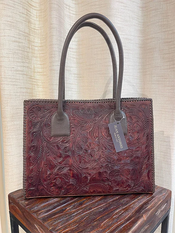 Juan Antonio Floral Embossed Leather Tote Trendy Totes, Shop & Save