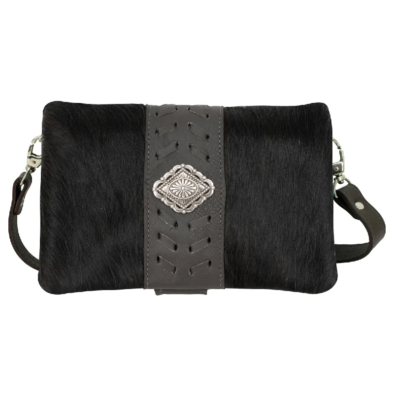 Large Fold 'N Go Crossbody - Brindle Hair on Hide