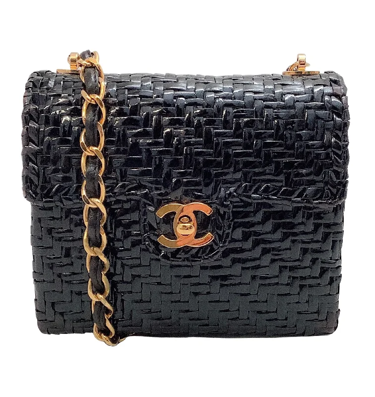Timeless Elegance Redefined Chanel Vintage 1990's Black Mini Wicker 24K Hardware Shoulder Bag Statement Bags With Exclusive Savings Timeless Elegance Redefined Chanel Vintage 1990's Black Mini Wicker 24K Hardware Shoulder Bag Statement Bags With Exclusive Savings