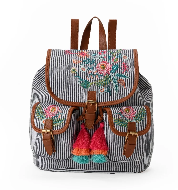 Floral Striped Backpack