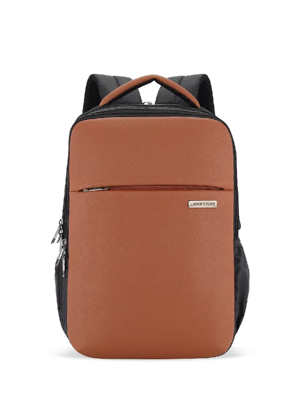 Lavie Sport Prodigy 22L Laptop Unisex Backpack For Men & Women|Casual Backpack for Girls & Boys Tan