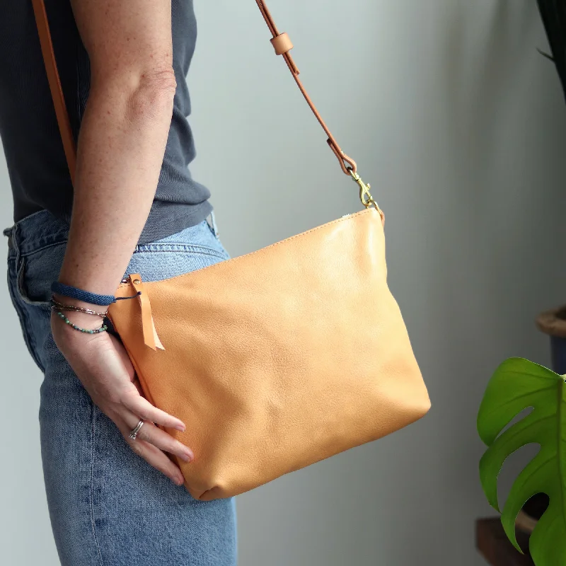 Crossbody Bag with Monogram - Beige Pebble Statement Handbags At Unbeatable Discounts