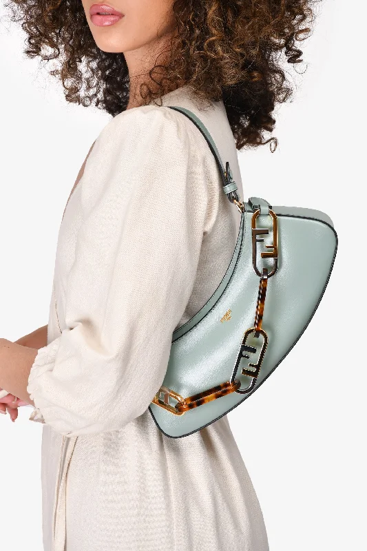 Fendi 2022 Mint Green Leather 'O'Lock Swing' Shoulder Bag