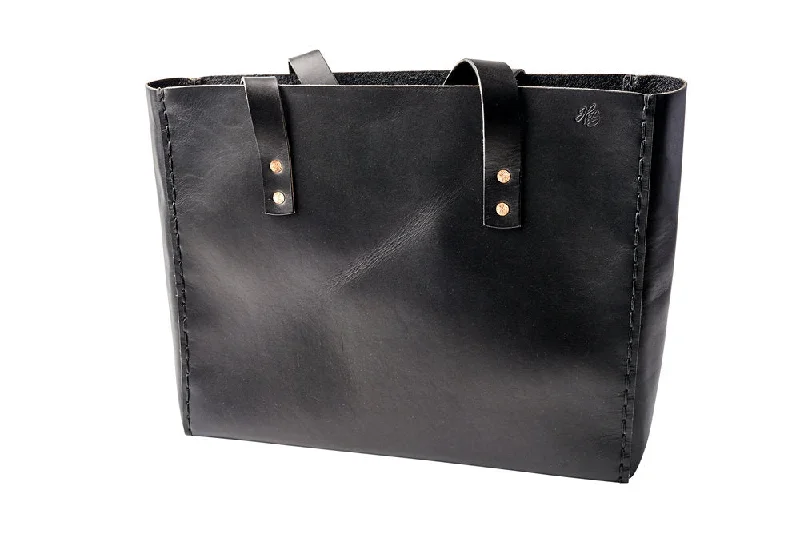 LEATHER TOTE BAG | H+B CLASSIC BLACK TOTE BAG