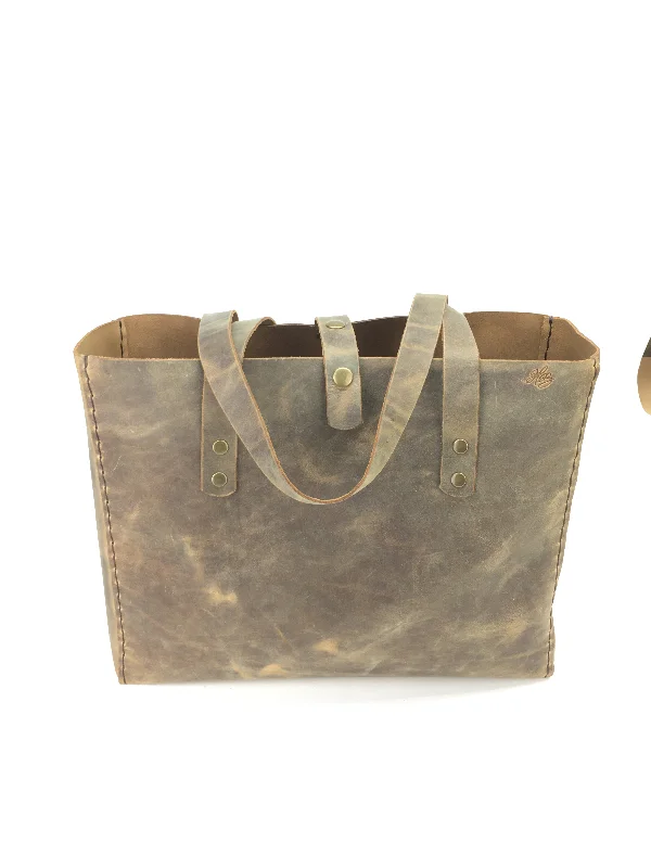 LEATHER TOTE BAG | H+B CLASSIC DISTRESSED BROWN TOTE BAG