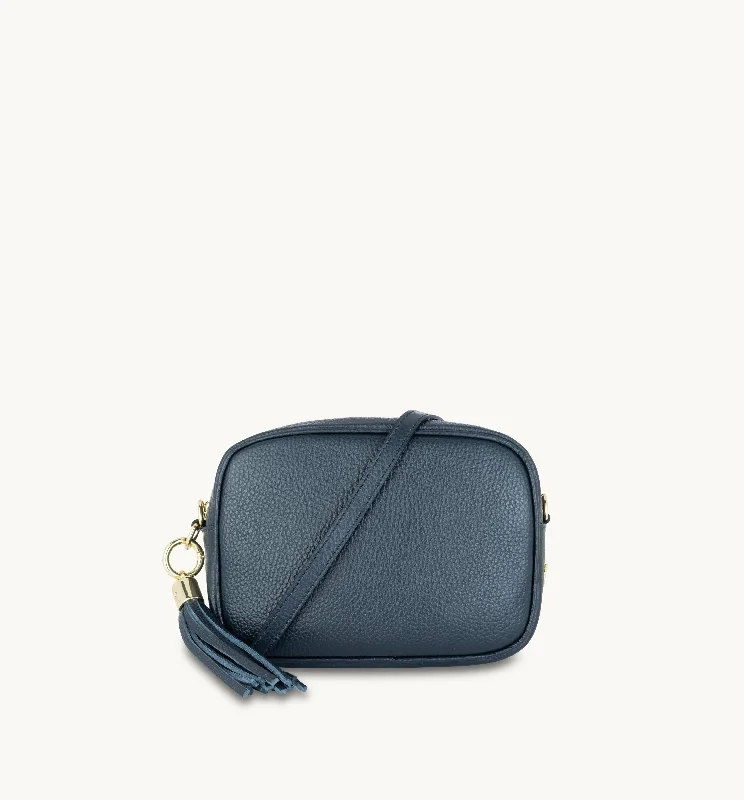 The Tassel Navy Leather Crossbody Bag