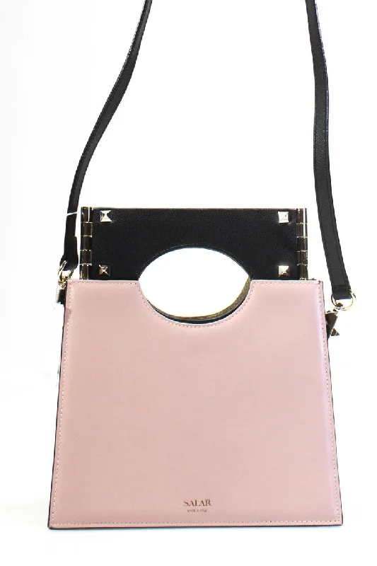 SALAR Ayra Leather Two Way Crossbody Handbag Pink