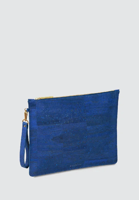 DELTA Handcrafted Cork Vegan Large Clutch Pouch | Navy Fashionable Crossbody Bags At Special Offers