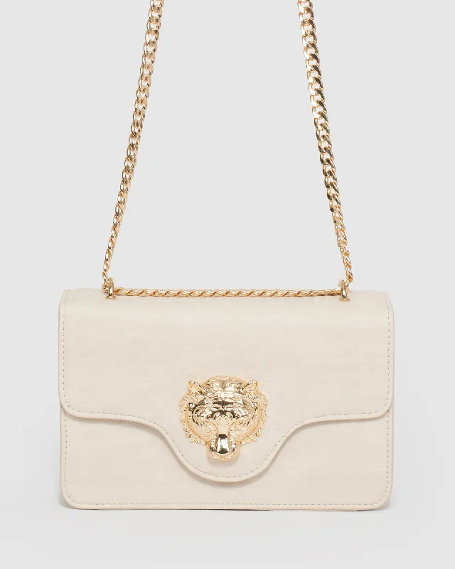 Ivory Willow Tiger Face Crossbody Bag