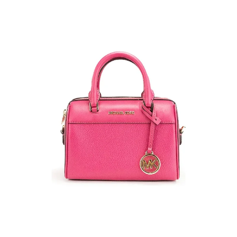 Michael Kors Travel XS Carmine Pink Leather Duffle Crossbody Handbag Purse