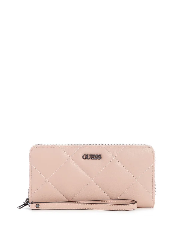 Blush Pink Quilted Khatia Large Wallet Affordable Elegance With High-Quality Bags