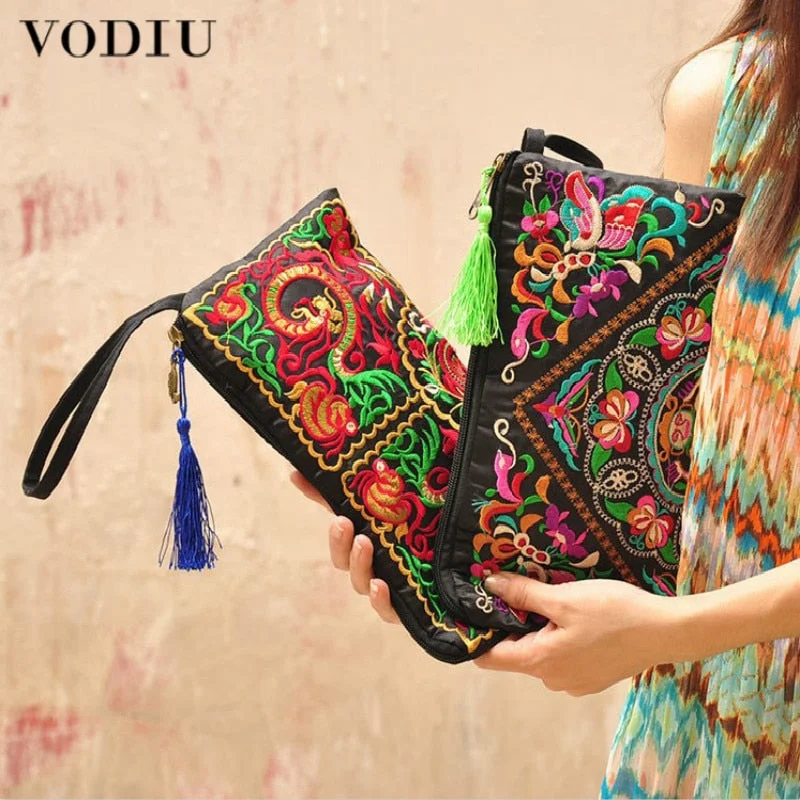 Ethnic National Retro Butterfly Flower Clutch Bags