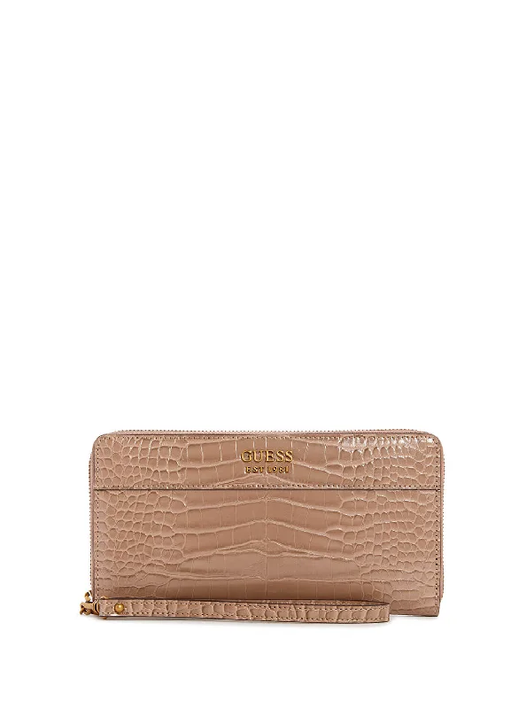 Taupe Croc Katey Cheque Organiser Wallet