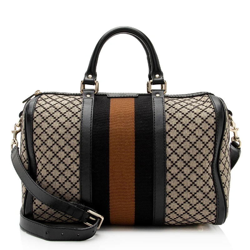 Gucci Diamante Canvas Vintage Web Joy Medium Boston Bag (SHF-6SSWj4)