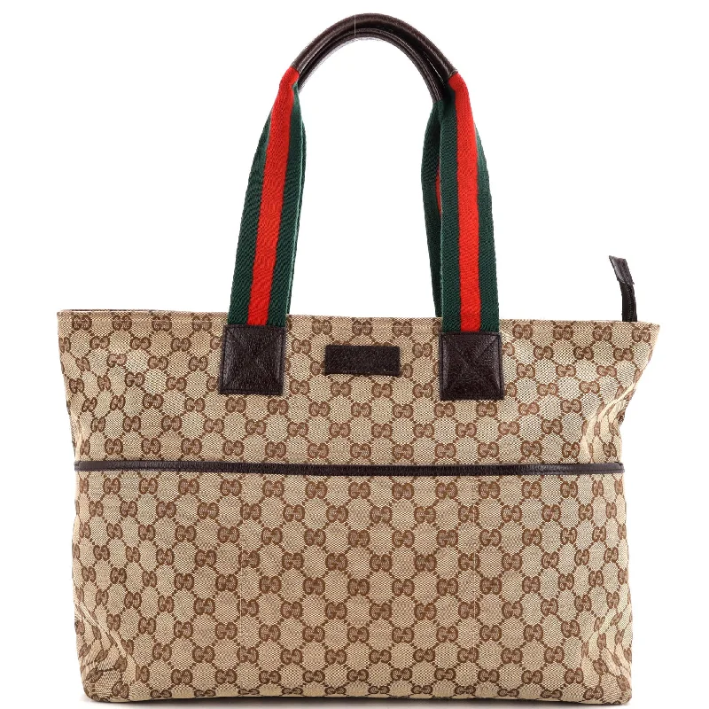 Statement Fashion Offers Diaper Web Strap Tote GG Canvas Large Chic Shoulder Bags At Promotional Rates Statement Fashion Offers Diaper Web Strap Tote GG Canvas Large Chic Shoulder Bags At Promotional Rates