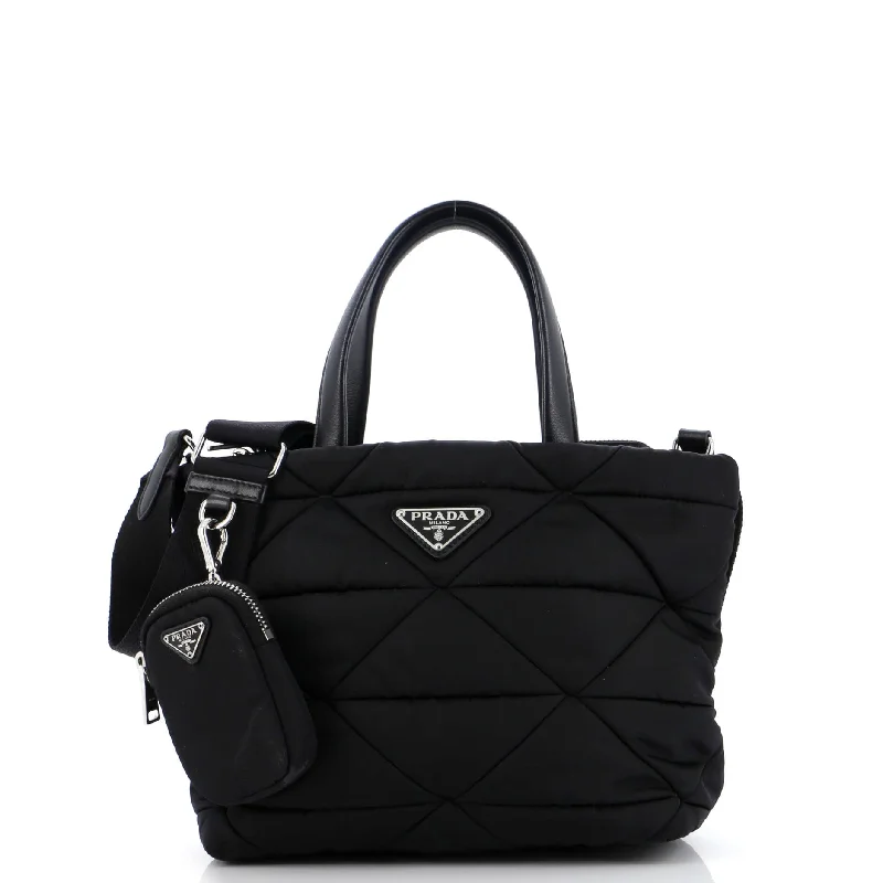 Timeless Style Promotions Padded Tote Bag Quilted Re-Nylon with Leather Small Fashion Bags With Huge Discounts Timeless Style Promotions Padded Tote Bag Quilted Re-Nylon with Leather Small Fashion Bags With Huge Discounts
