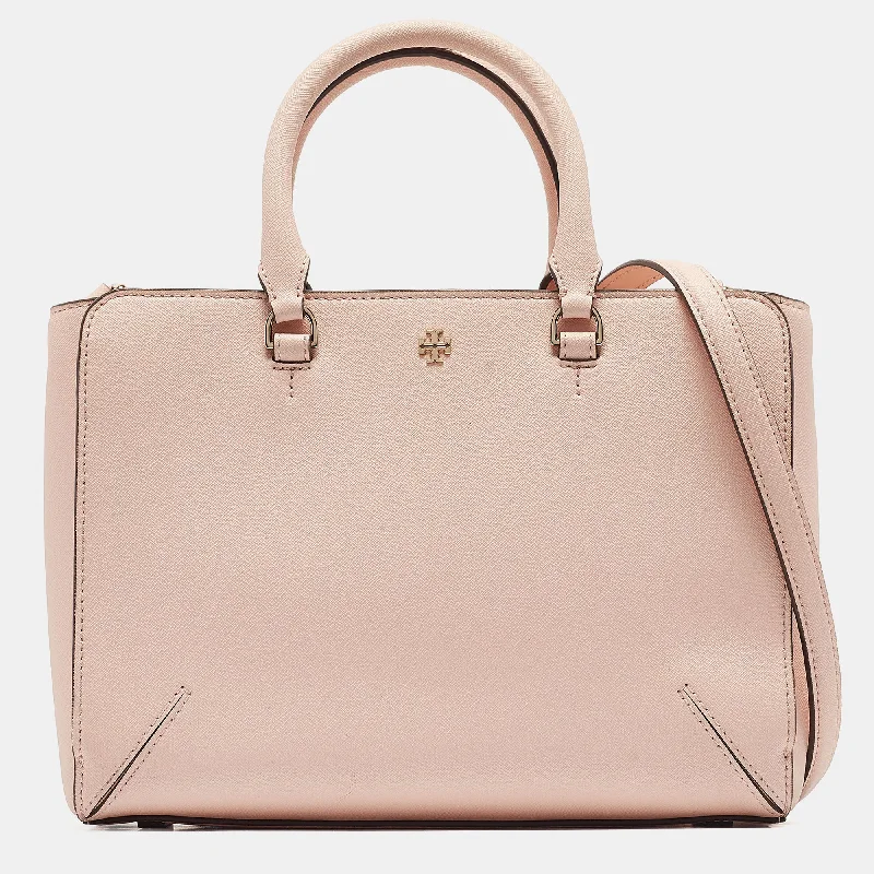 Flash Sales Tory Burch Peach Leather Robinson Tote Unmissable Deals On Everyday Handbags