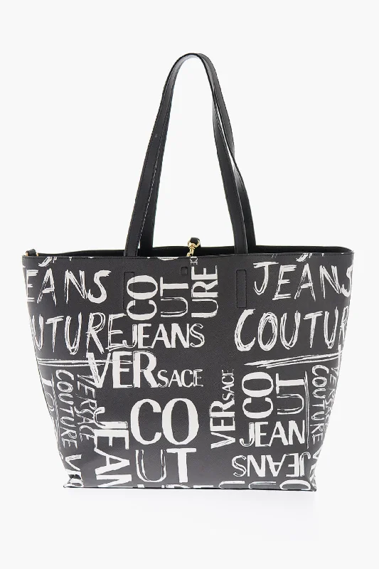Snag Fabulous Fashion Bargains Versace JEANS COUTURE All-Over Printed Logo Reversible RANGE Z Tote Statement Bags At Unbelievable Discounts – Shop Today