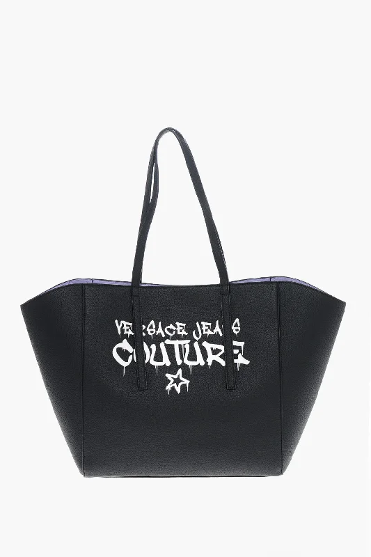 New Styles Just In Versace Jeans Couture Textured Faux Leather Maxi Tote Bag With Clout Limited-Time Sale On Trendy Handbags – Don't Miss Out
